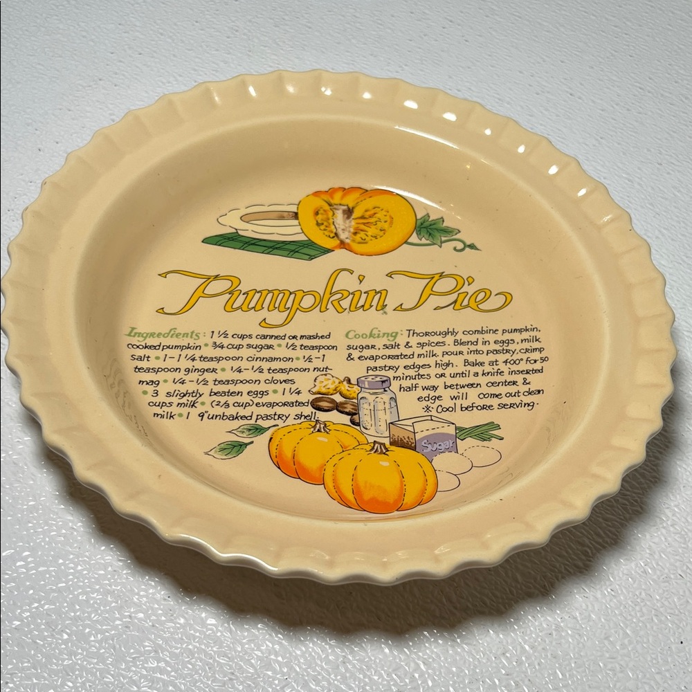 Vintage 1990's LTD Commodities Pumpkin Pie Recipe Baking Dish